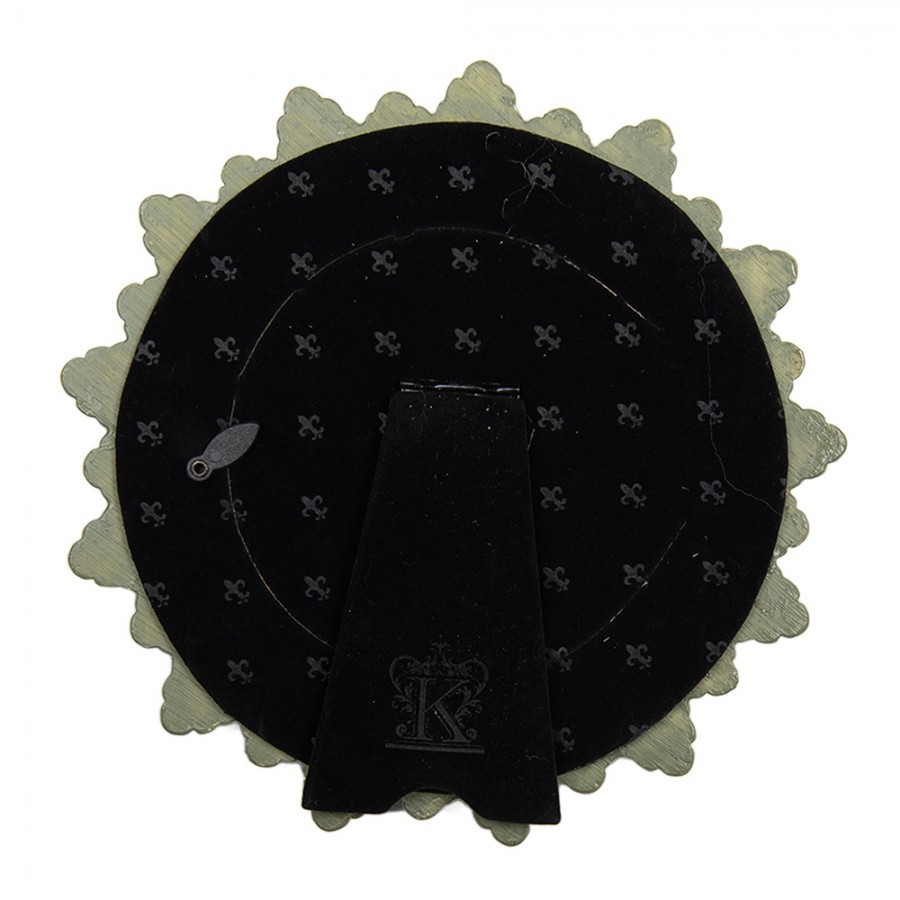 Zelený kulatý fotorámeček s listy - Ø 19*2 cm / Ø 10 cm Clayre & Eef Zelený kulatý fotorámeček s listy - Ø 19*2 cm / Ø 10 cm Clayre & Eef