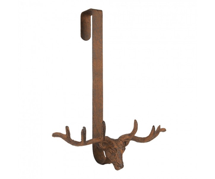 Hnědý antik háček na dveře na věnec Jelen - 28*11*37 cm Clayre & Eef