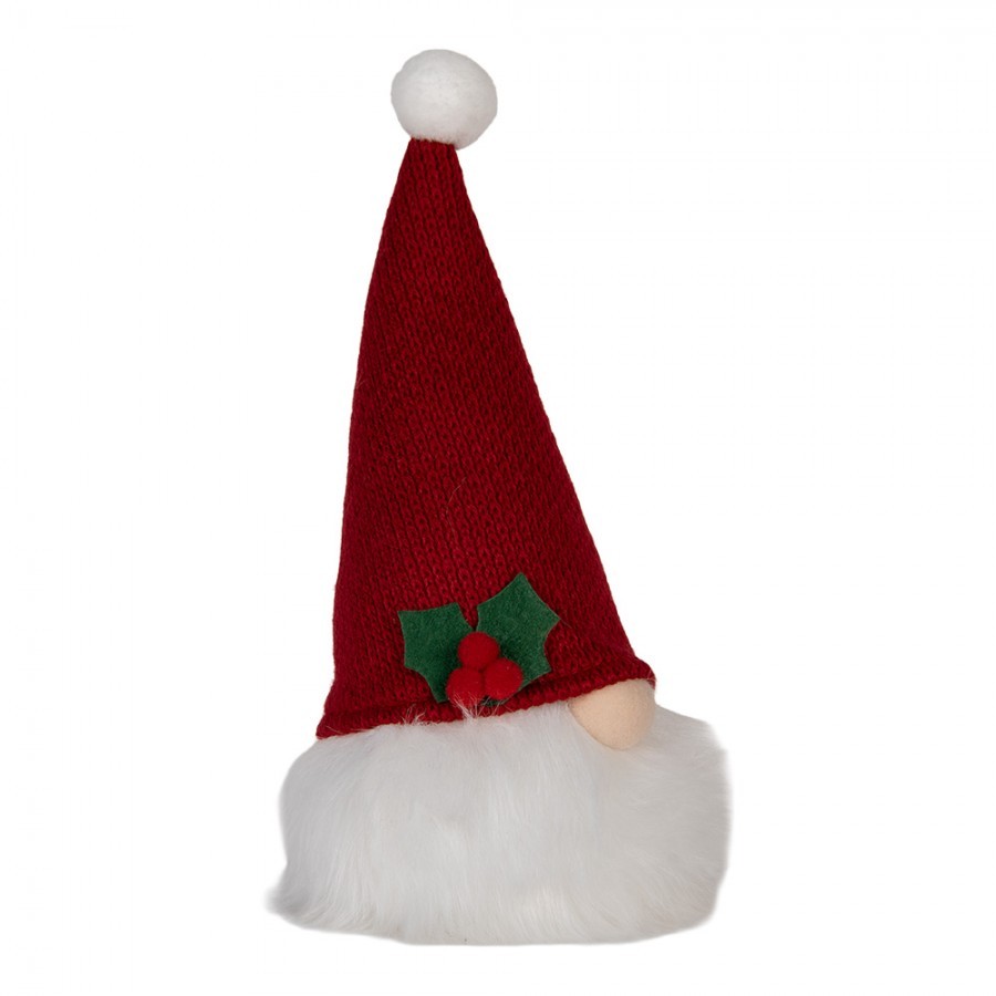 Vánoční svítící dekorace skřítek Gnome LED v červené pletené čepici - 10*10*25 cm/ 3AA Clayre & Eef Vánoční svítící dekorace skřítek Gnome LED v červené pletené čepici - 10*10*25 cm/ 3AA Clayre & Eef