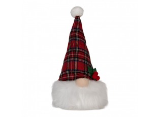 Vánoční svítící dekorace skřítek Gnome LED v kárované čepici - 10*10*25 cm/ 3AA