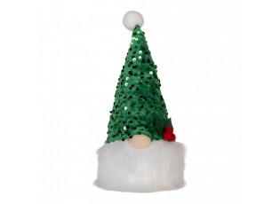 Vánoční svítící dekorace skřítek Gnome LED v zelené čepici - 10*10*25 cm/ 3AA
