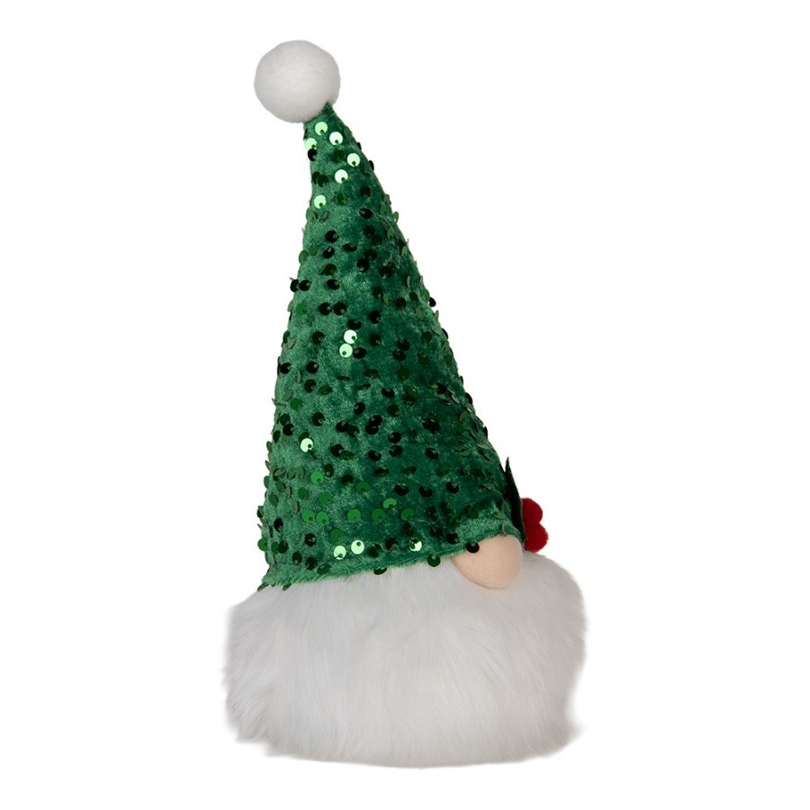 Vánoční svítící dekorace skřítek Gnome LED v zelené čepici - 10*10*25 cm/ 3AA Clayre & Eef Vánoční svítící dekorace skřítek Gnome LED v zelené čepici - 10*10*25 cm/ 3AA Clayre & Eef