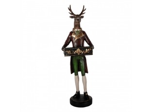 Hnědá veliká dekorace jelen Deer s truhlou - 32*31*96 cm