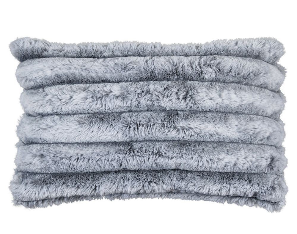 Šedý plyšový měkoučký žebrovaný polštář Soft Rabbi - 30*15*50cm 