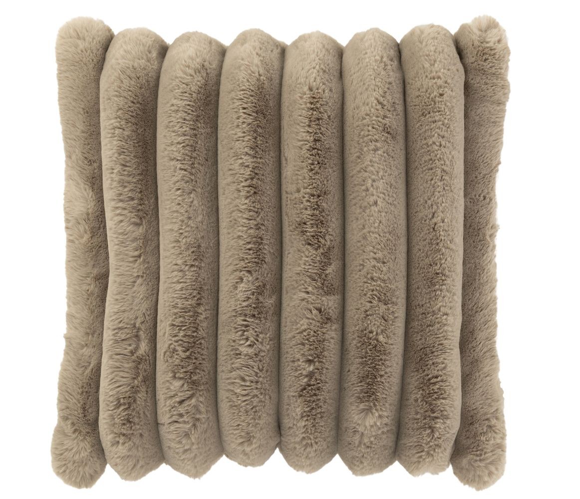 Taupe plyšový měkoučký žebrovaný polštář Soft Gio - 45*45 cm 