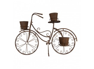 Hnědý antik kovový držák na květiny kolo s květináčky Bicycle - 107*35*70 cm