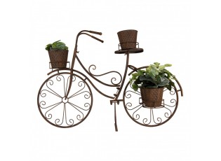 Hnědý antik kovový držák na květiny kolo s květináčky Bicycle - 107*35*70 cm