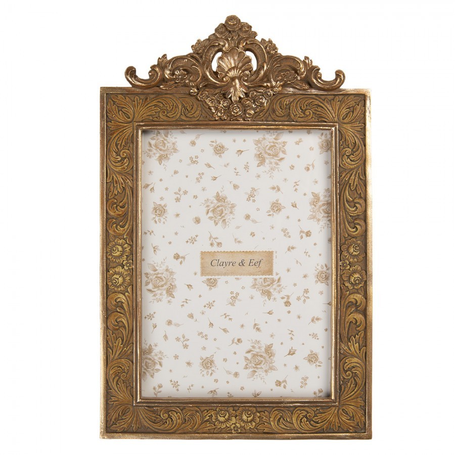 Zlatý antik fotorámeček s květy a ornamenty - 17*2*26 cm / 13*18 cm Clayre & Eef Zlatý antik fotorámeček s květy a ornamenty - 17*2*26 cm / 13*18 cm Clayre & Eef