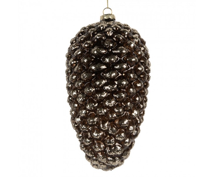 Tmavě stříbrná skleněná vánoční ozdoba šiška – Ø 12*24 cm Clayre & Eef