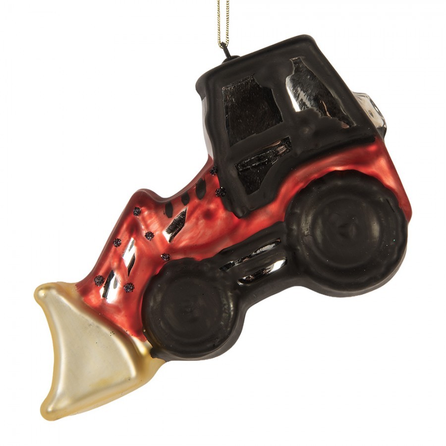 Skleněná vánoční ozdoba traktor s radlicí Digger - 12*4*8 cm Clayre & Eef Skleněná vánoční ozdoba traktor s radlicí Digger - 12*4*8 cm Clayre & Eef