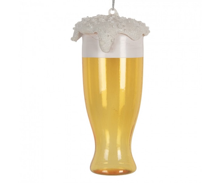 Vánoční ozdoba sklenice piva - Ø 7*14 cm Clayre & Eef