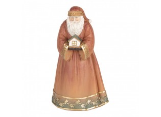 Vánoční dekorace Santa v plášti držící chaloupku - 17*13*27 cm