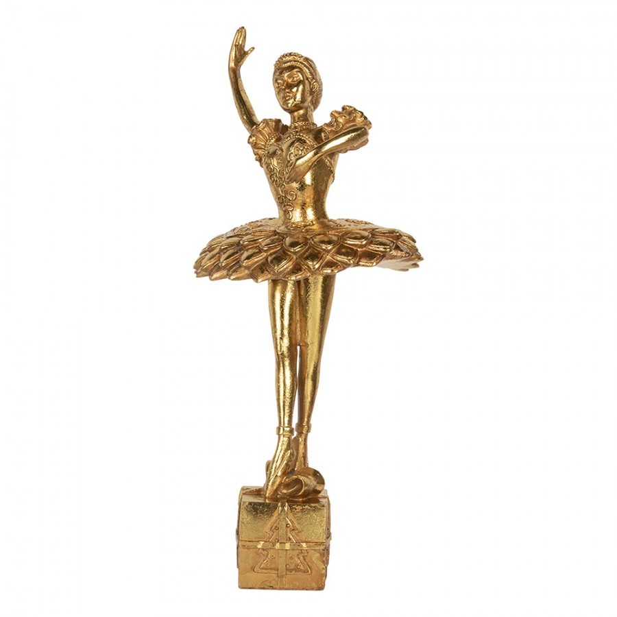 Zlatá antik dekorace Ballerina na podstavci - 20*17*45 cm