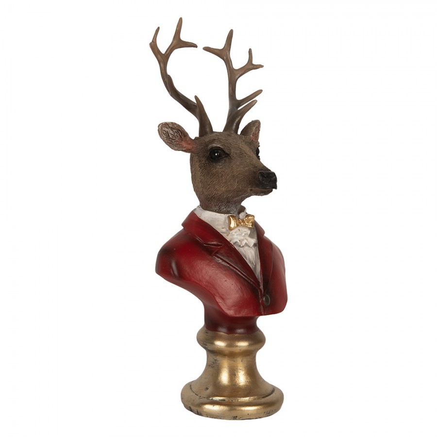 Červeno-hnědá vánoční dekorace busta jelen Deer - 10*9*19 cm Clayre & Eef Červeno-hnědá vánoční dekorace busta jelen Deer - 10*9*19 cm Clayre & Eef