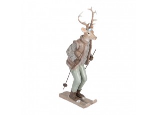 Dekorace Jelen Deer ve svetru na lyžích - 16*11*33 cm