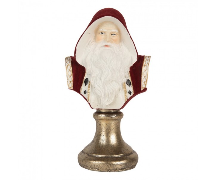Červená vánoční dekorace busta Santa Claus - 9*7*15 cm Clayre & Eef