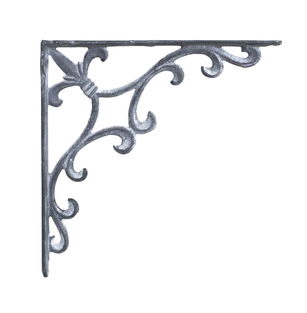 Šedá antik litinová konzole s ornamentem Lilie French - 25*4*25 cm