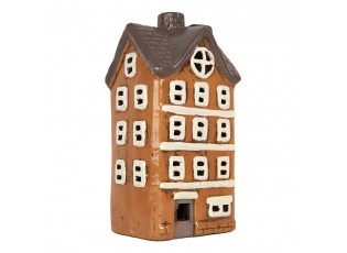 Oranžový keramický svícen na čajovou svíčku domek Village - 12*10*23 cm