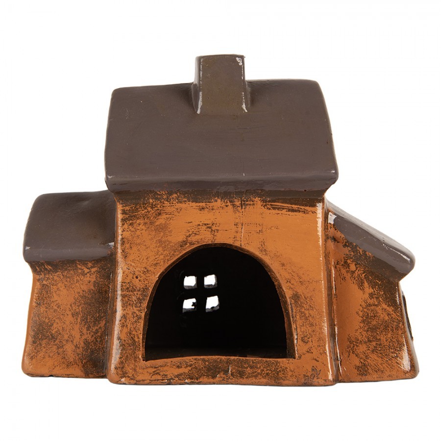 Oranžový keramický svícen na čajovou svíčku domek Village - 20*11*16 cm Clayre & Eef Oranžový keramický svícen na čajovou svíčku domek Village - 20*11*16 cm Clayre & Eef