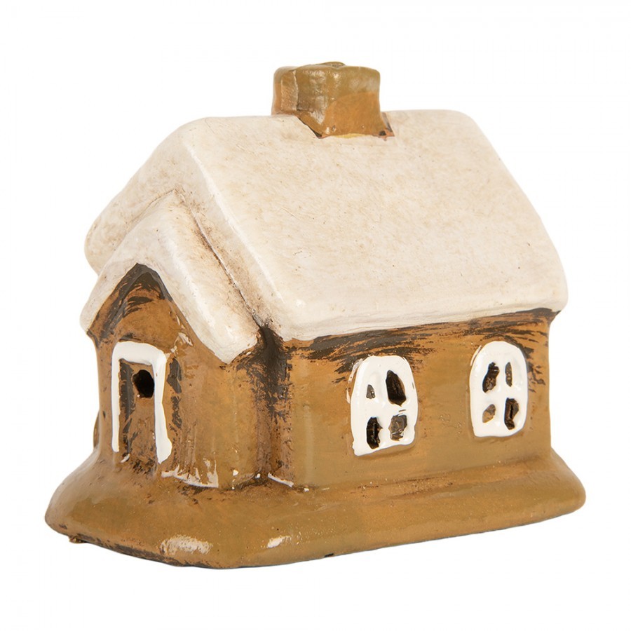 Hnědý keramický svícen na čajovou svíčku domek Village - 9*7*9 cm Clayre & Eef Hnědý keramický svícen na čajovou svíčku domek Village - 9*7*9 cm Clayre & Eef