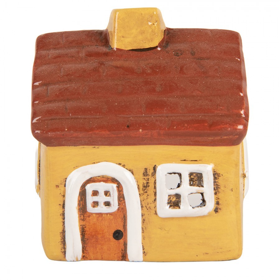 Žlutý keramický svícen na čajovou svíčku domek Village - 8*7*10 cm Clayre & Eef Žlutý keramický svícen na čajovou svíčku domek Village - 8*7*10 cm Clayre & Eef
