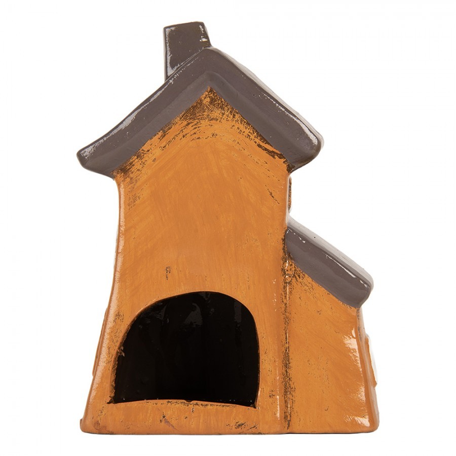 Oranžový keramický svícen na čajovou svíčku domek Village - 16*11*20 cm Clayre & Eef Oranžový keramický svícen na čajovou svíčku domek Village - 16*11*20 cm Clayre & Eef