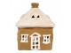 Hnědý keramický svícen na čajovou svíčku domek Village - 12*9*14 cm Clayre & Eef