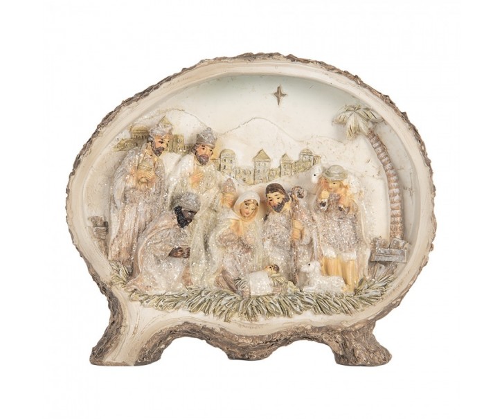 Béžová vánoční dekorace Betlém Nativity Scene - 18*4*15 cm Clayre & Eef