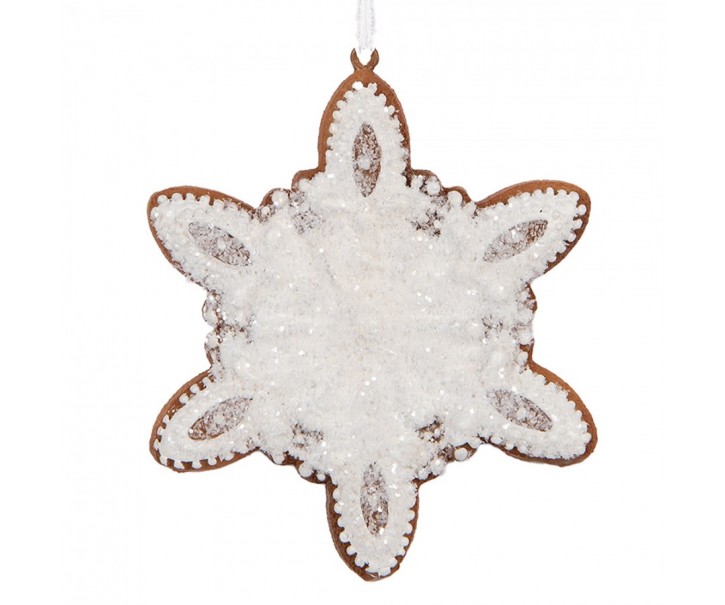 Závěsná dekorace perníková vločka Frosted Ginger - 9*1*10 cm Clayre & Eef