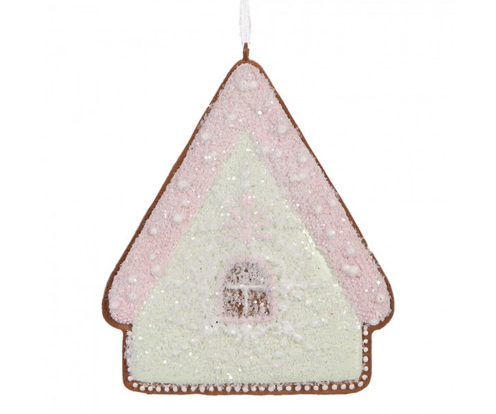 Závěsná dekorace zelená perníková chaloupka Frosted Ginger - 9*1*10 cm Clayre & Eef