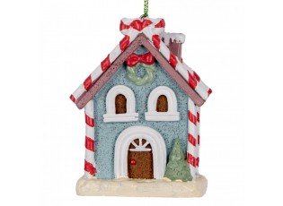 Modrá závěsná dekorace perníková chaloupka Candy - 6*4*8 cm