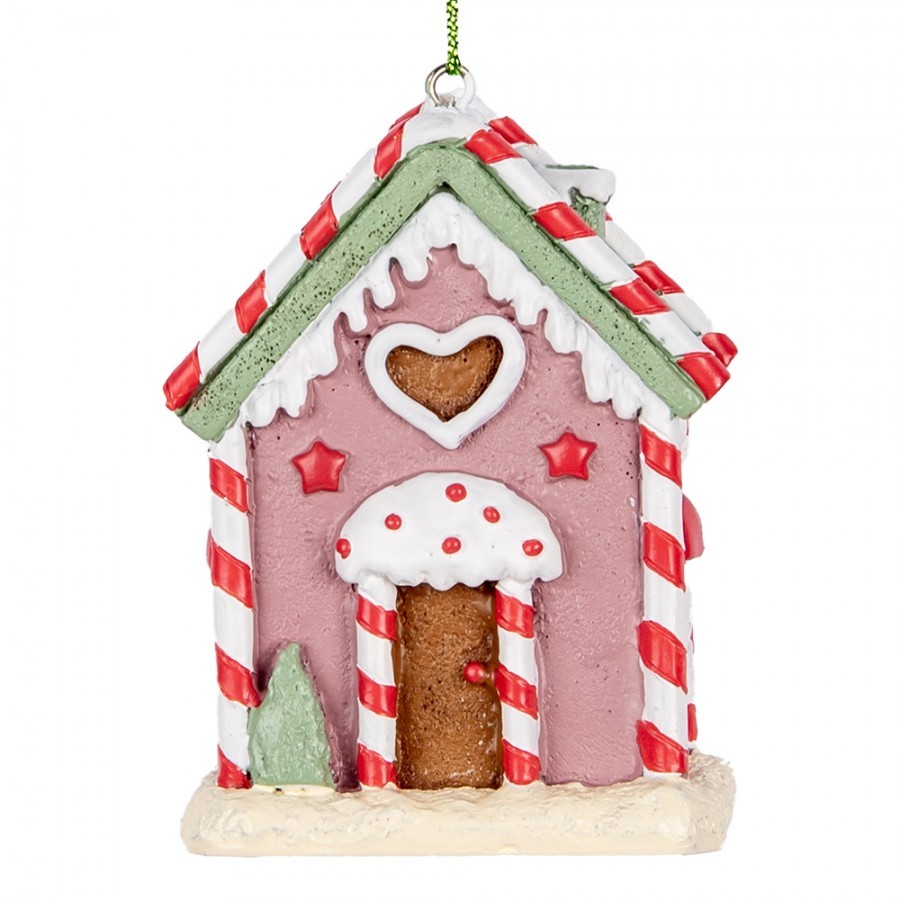 Růžová závěsná dekorace perníková chaloupka Candy - 6*4*8 cm Clayre & Eef Růžová závěsná dekorace perníková chaloupka Candy - 6*4*8 cm Clayre & Eef