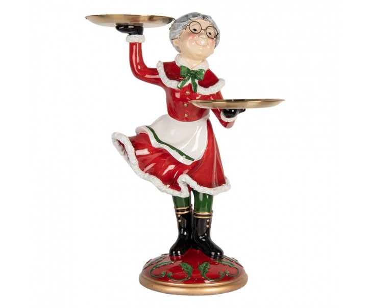 Vánoční dekorace figurka babča držící podnosy - 47*32*62 cm Clayre & Eef