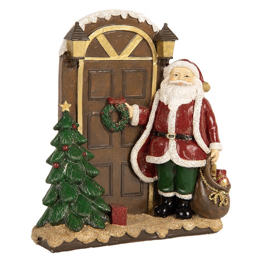 Červená vánoční dekorace Santa Claus u dveří - 18*7*20 cm Clayre & Eef Červená vánoční dekorace Santa Claus u dveří - 18*7*20 cm Clayre & Eef