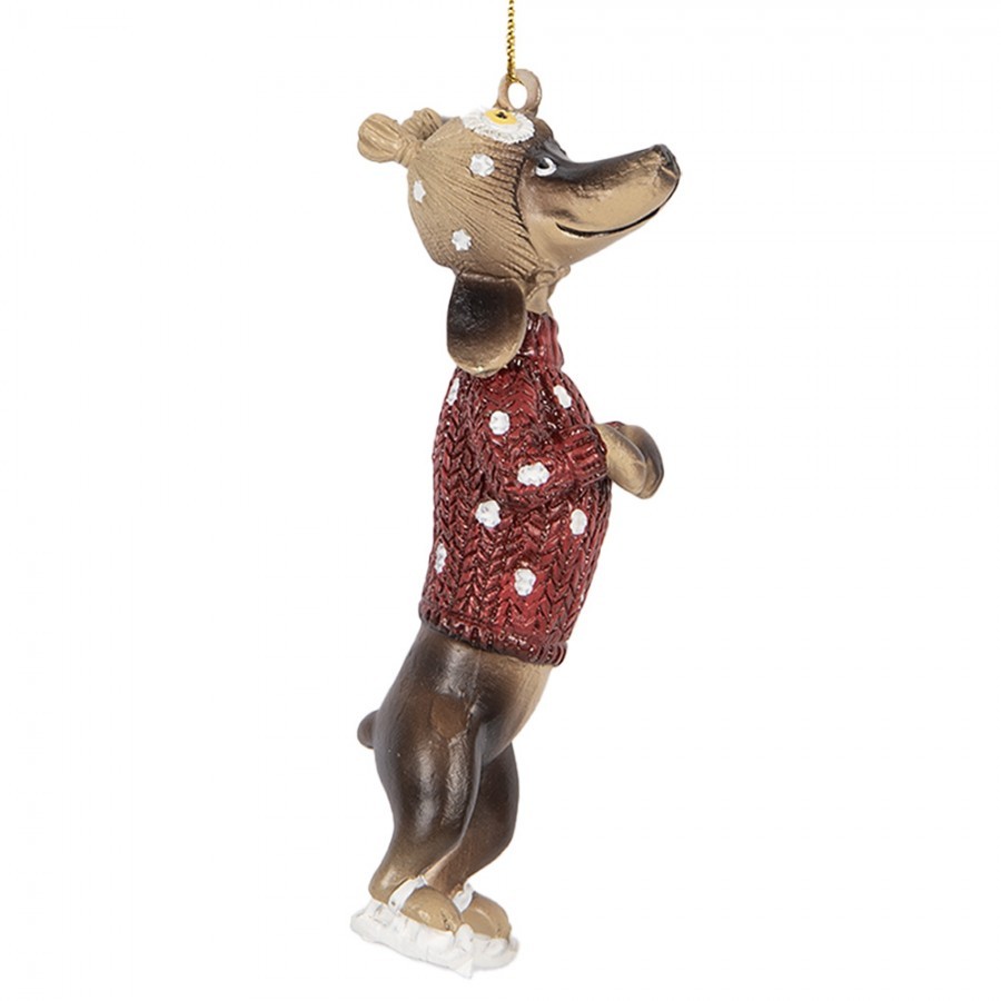 Závěsná dekorace jezevčík Dachshund ve svetříku - 4*3*10 cm Clayre & Eef Závěsná dekorace jezevčík Dachshund ve svetříku - 4*3*10 cm Clayre & Eef
