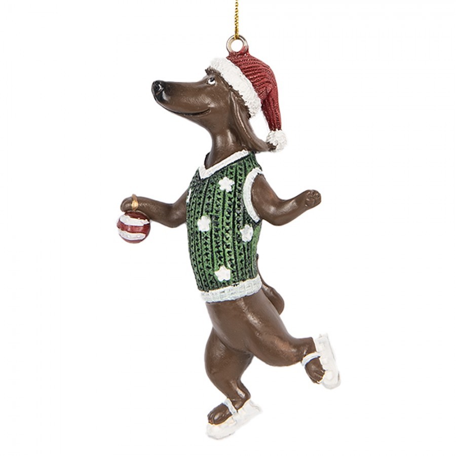 Závěsná dekorace jezevčík Dachshund na bruslích - 6*3*10 cm Clayre & Eef Závěsná dekorace jezevčík Dachshund na bruslích - 6*3*10 cm Clayre & Eef