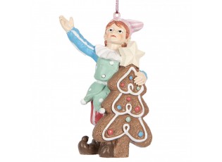 Závěsná vánoční dekorace Elf se stromkem - 8*4*11 cm