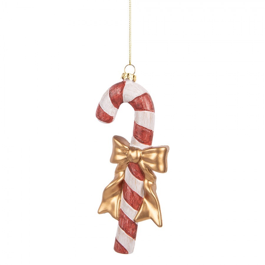 Bílo-červená závěsná dekorace lízátko Candy Cane - 8*3*18 cm Clayre & Eef Bílo-červená závěsná dekorace lízátko Candy Cane - 8*3*18 cm Clayre & Eef
