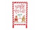Bílo-červená vánoční kovová cedule North Pole - 29*16*51 cm Clayre & Eef