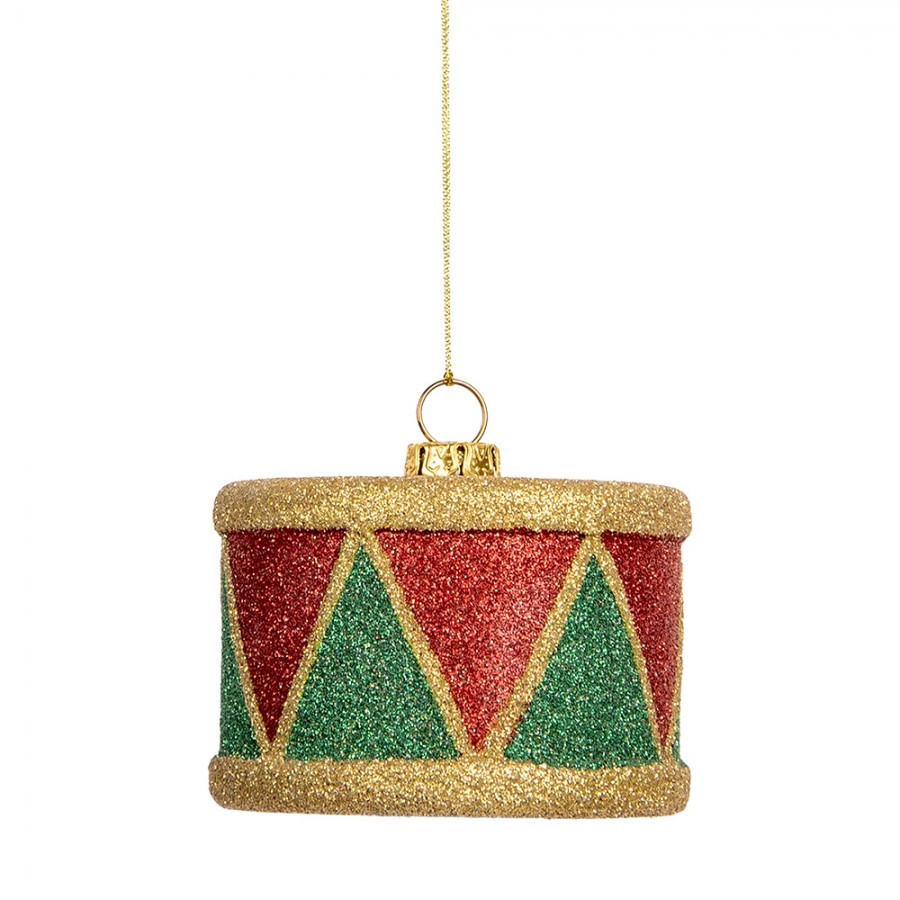 Závěsná dekorace zeleno-červený buben - Ø 7*5 cm Clayre & Eef Závěsná dekorace zeleno-červený buben - Ø 7*5 cm Clayre & Eef