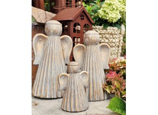 Zlatá antik cementová dekorace anděl Angel Gold M - 10*8*16 cm