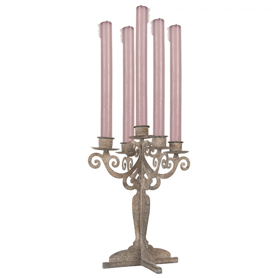 Šedý antik kovový svícen na 5 úzkých svíček Triento - 15*15*26 cm Clayre & Eef Šedý antik kovový svícen na 5 úzkých svíček Triento - 15*15*26 cm Clayre & Eef