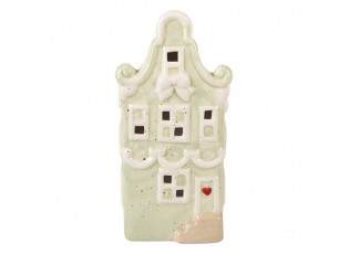Pastelově zelený keramický LED domek Lamont - 11*9*22 cm
