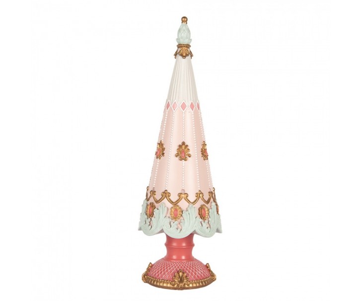 Vánoční dekorace růžový zdobený stromek - Ø 10*30 cm Clayre & Eef