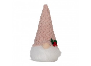 Vánoční svítící dekorace skřítek Gnome LED v růžové čepici - 10*10*25 cm/ 3AA