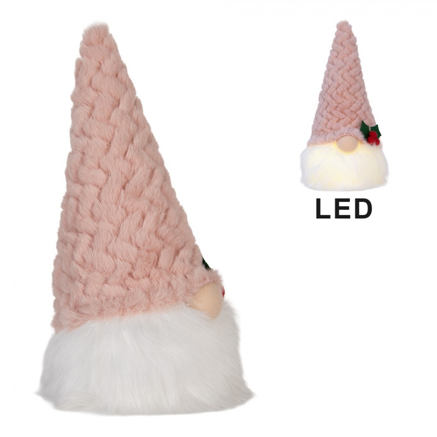 Vánoční svítící dekorace skřítek Gnome LED v růžové čepici - 10*10*25 cm/ 3AA Clayre & Eef Vánoční svítící dekorace skřítek Gnome LED v růžové čepici - 10*10*25 cm/ 3AA Clayre & Eef