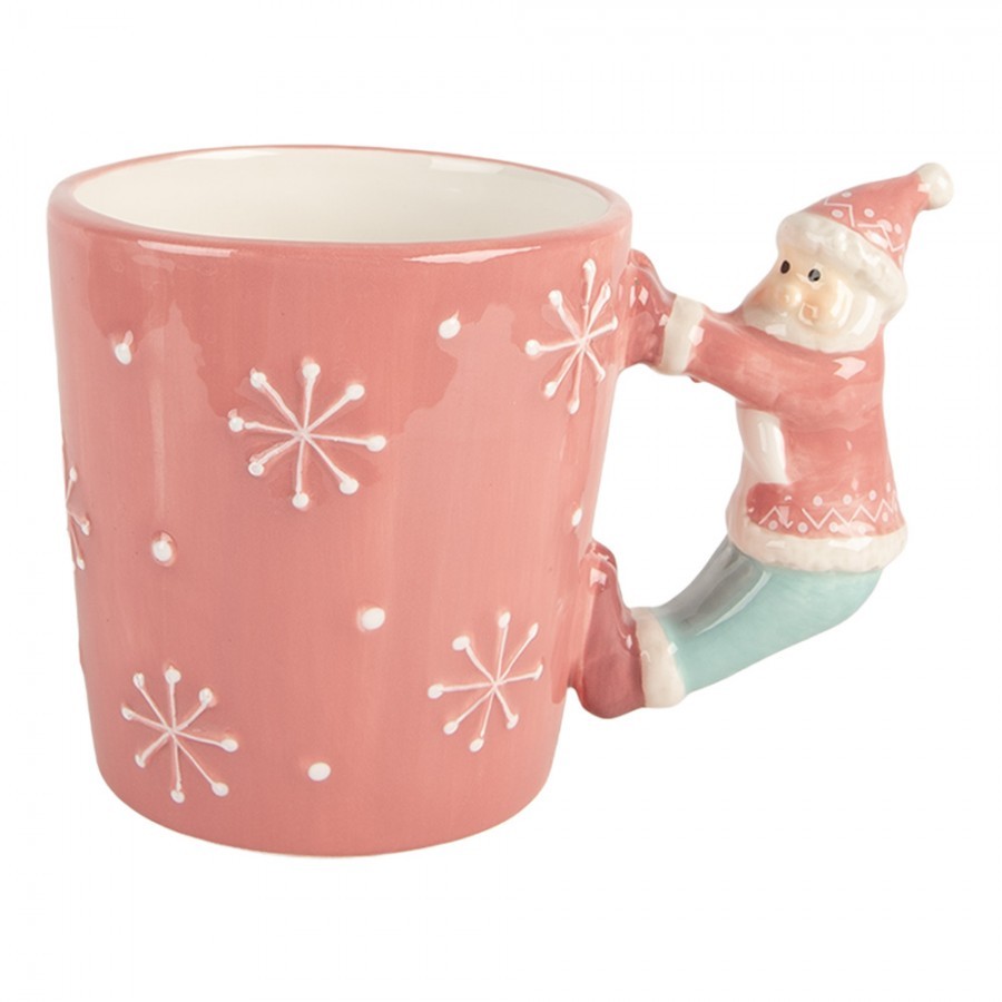 Růžový keramický hrnek Santa Claus - 15*10*11 cm / 400 ml Clayre & Eef Růžový keramický hrnek Santa Claus - 15*10*11 cm / 400 ml Clayre & Eef