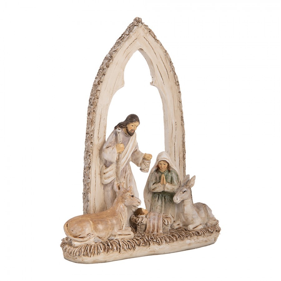 Béžová antik vánoční dekorace betlém - 18*7*22 cm Clayre & Eef Béžová antik vánoční dekorace betlém - 18*7*22 cm Clayre & Eef
