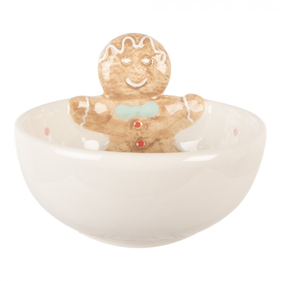 Bílá keramická miska perníček Gingerbread - Ø 13*9 cm / 250 ml Clayre & Eef Bílá keramická miska perníček Gingerbread - Ø 13*9 cm / 250 ml Clayre & Eef