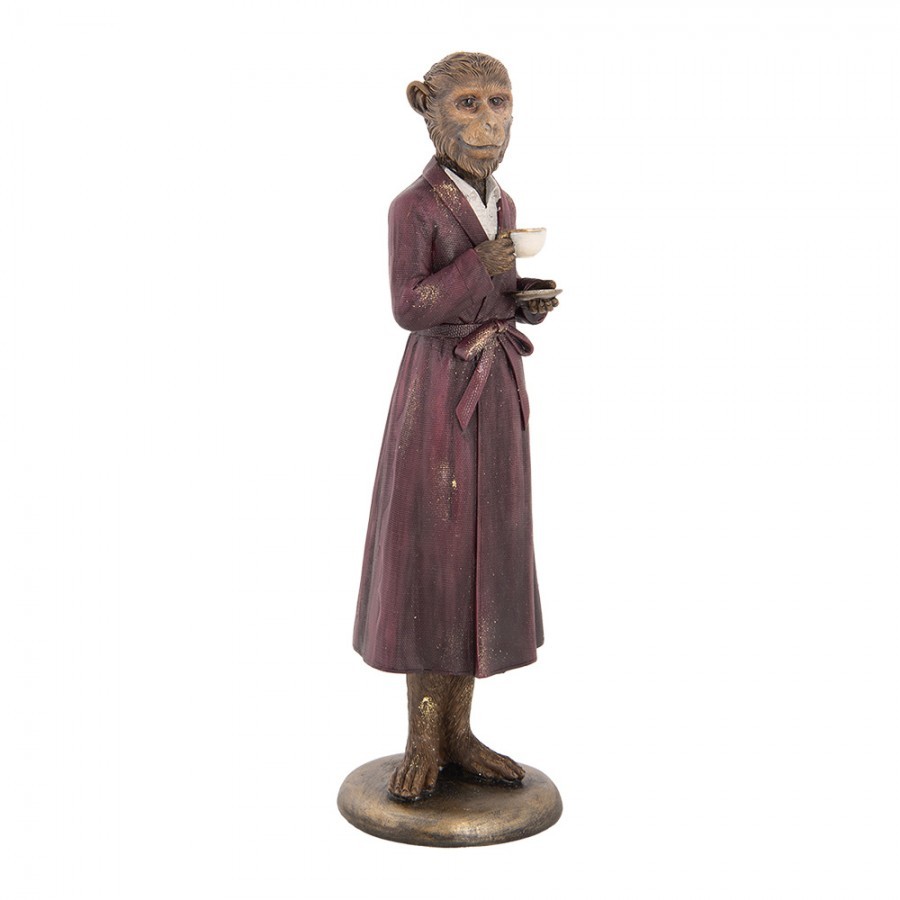 Dekorace figurka opice v plášti se šálkem v ruce - 9*8*28 cm Clayre & Eef Dekorace figurka opice v plášti se šálkem v ruce - 9*8*28 cm Clayre & Eef